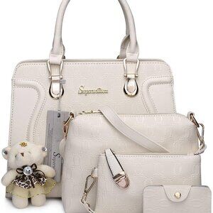 Women's Fashion Handbags Tote Bags Shoulder Bag Top Handle Satchel Purse Set 4pc